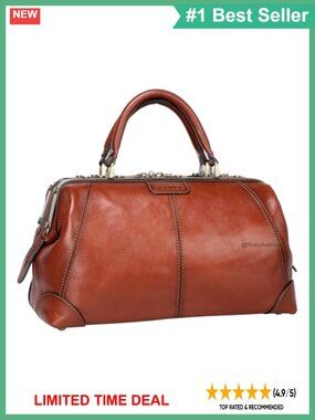Italian Full Grain Leather Doctor Bag Top Handle Purse for Women